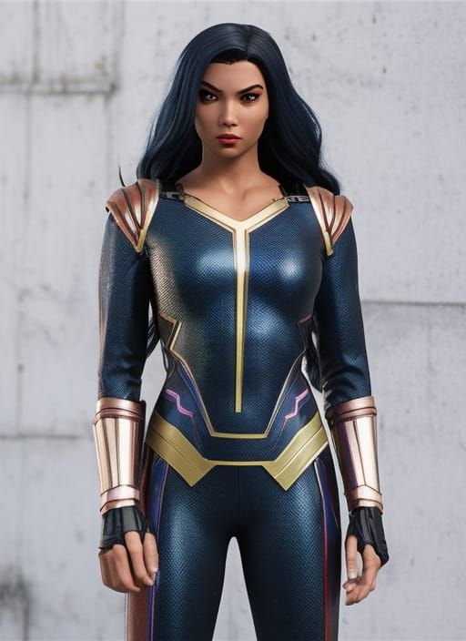 Marvel Heroine in Holographic Spacecore Style