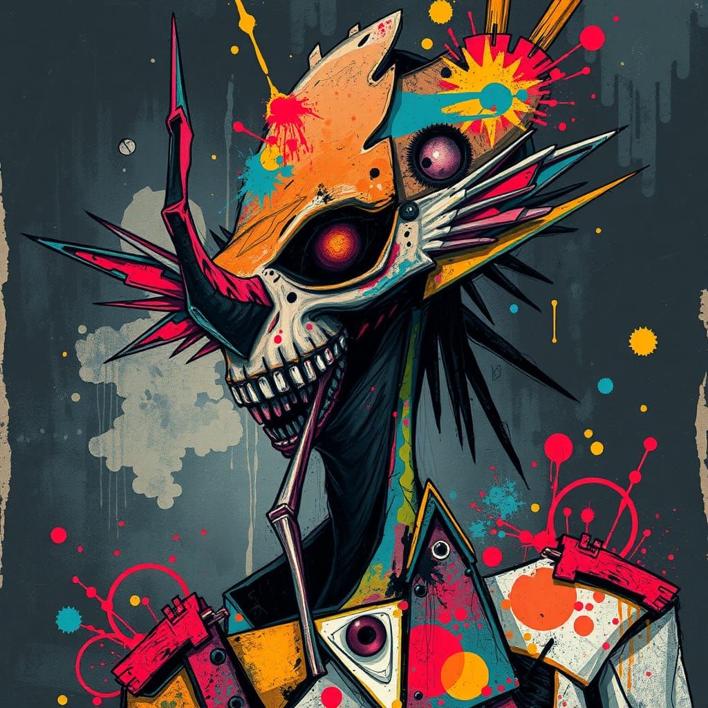 Terrifying Abstract Character in Picasso Street Art Style