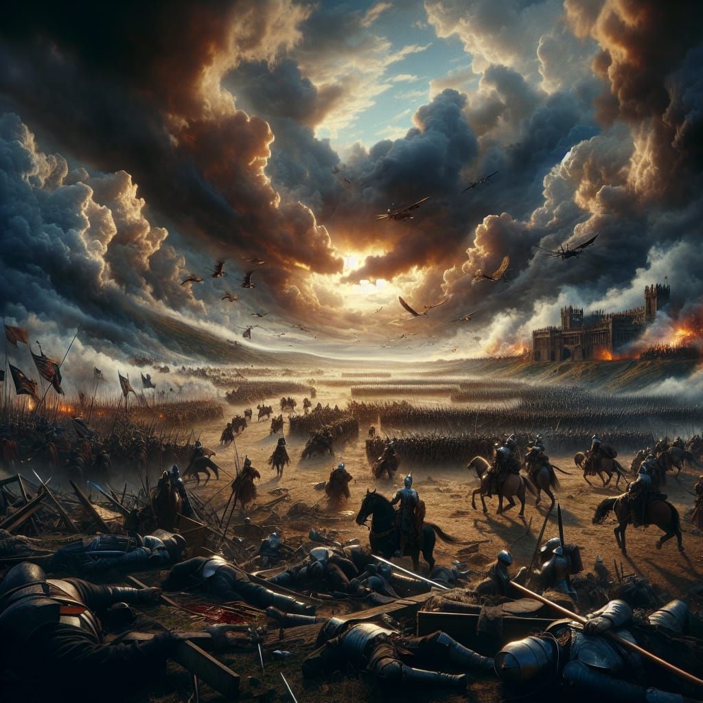 Epic Digital Painting of the Battle of Agincourt