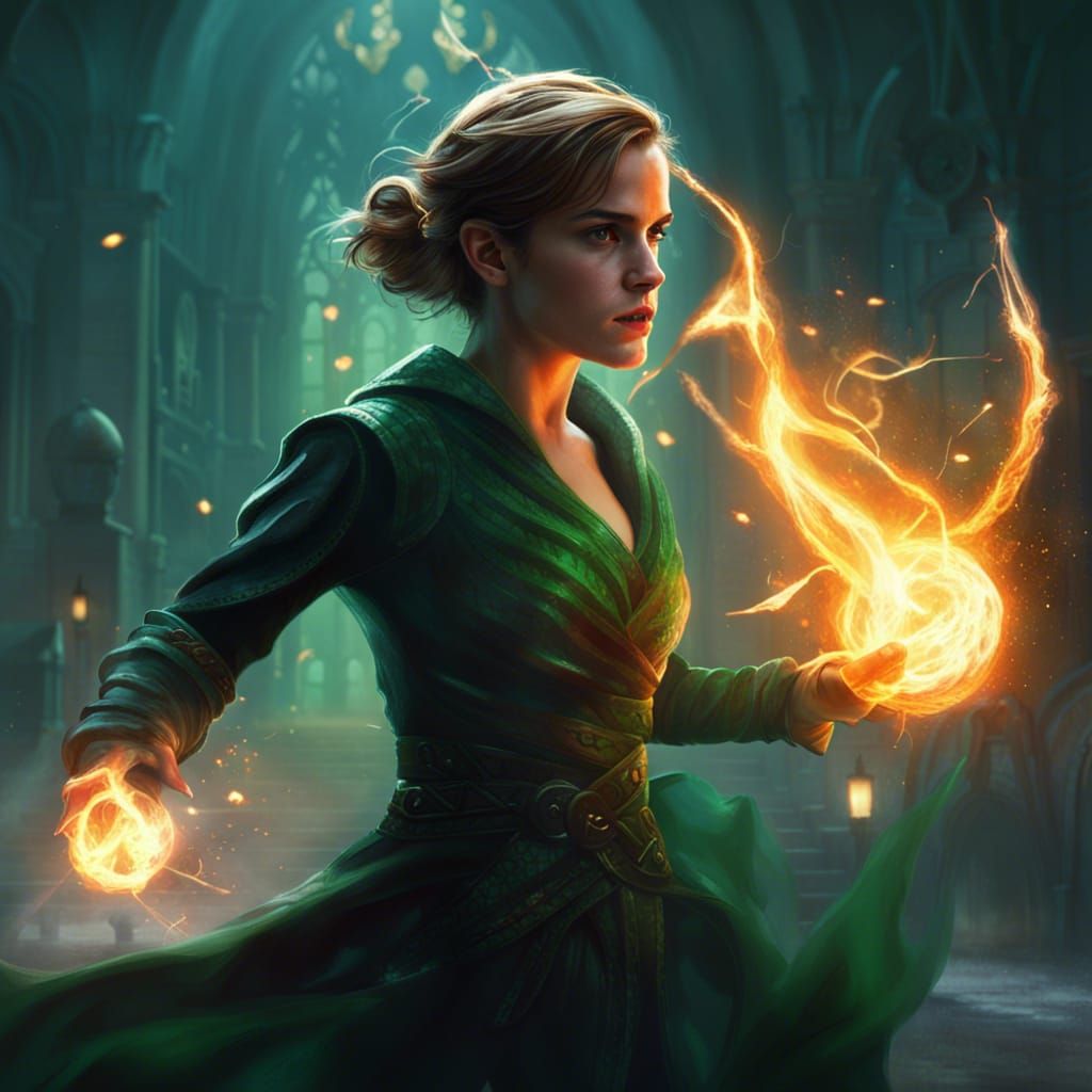 Sorceress Emma Watson in Dark Fantasy Style