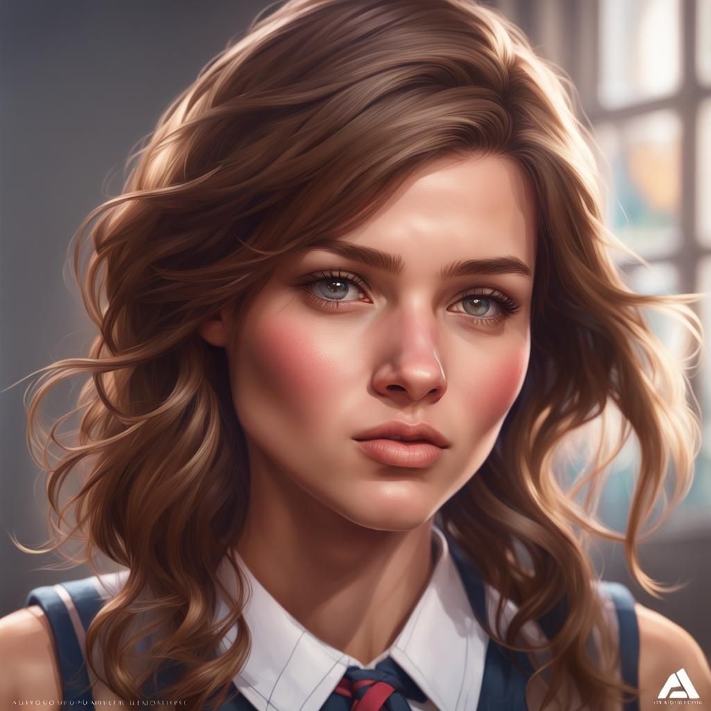 Hyperdetailed Portrait of a Preppy Girl