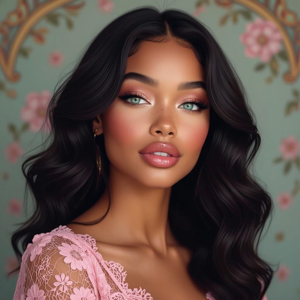 Elegant Portrait of a Young Woman in Realistic Style