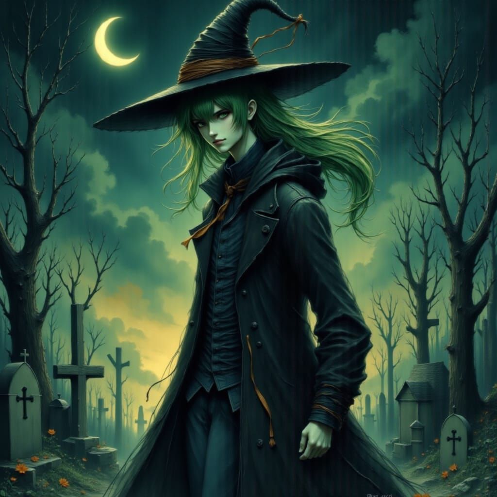 Anime Halloween Male in Ghibli Graveyard