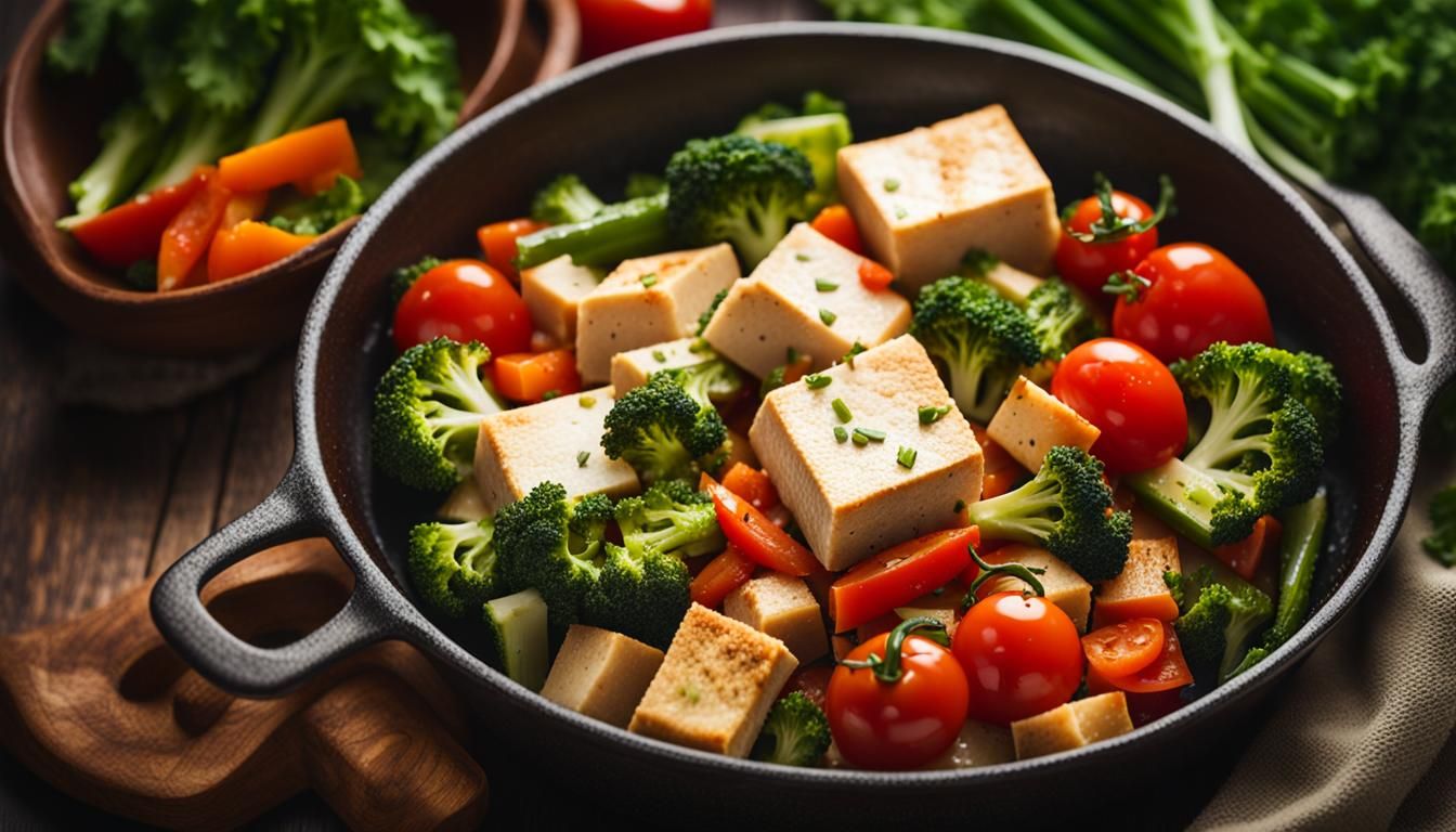 Tofu and Vegetables Still Life Photography