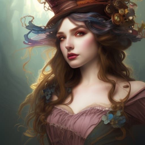 Steampunk Mad Hatter Fairy Portrait in 8K