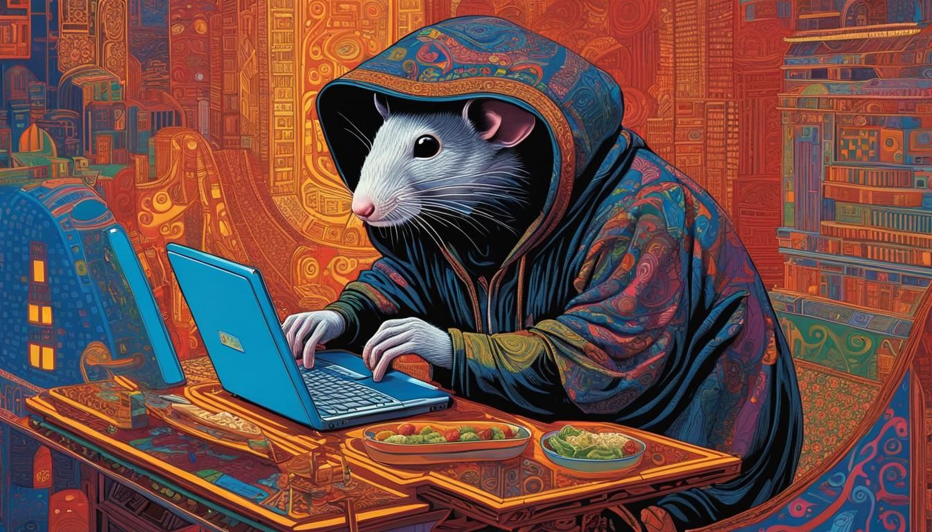 Hacker Rat with Deli Meat Laptop