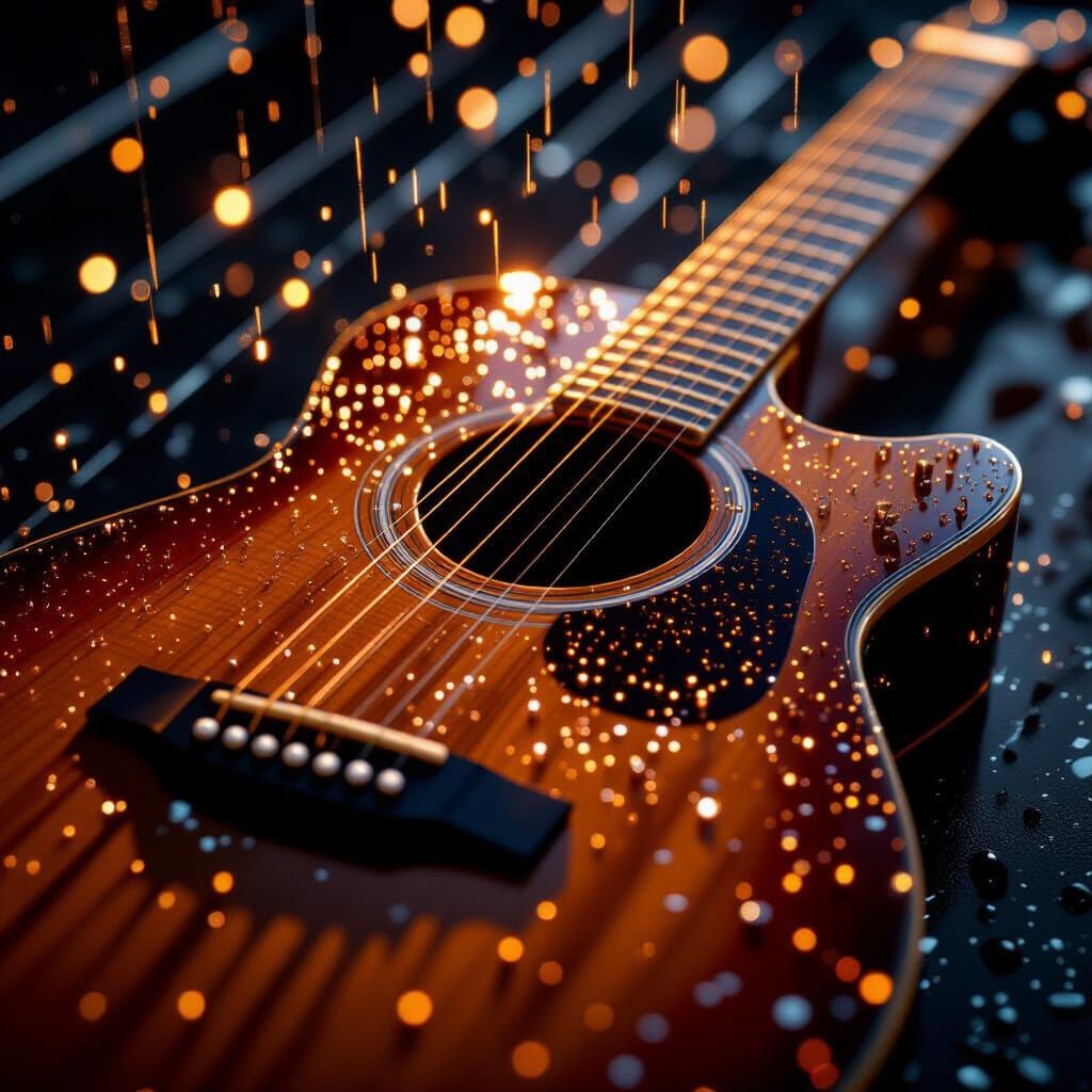Glistening Guitar Strings in Photorealistic Detail