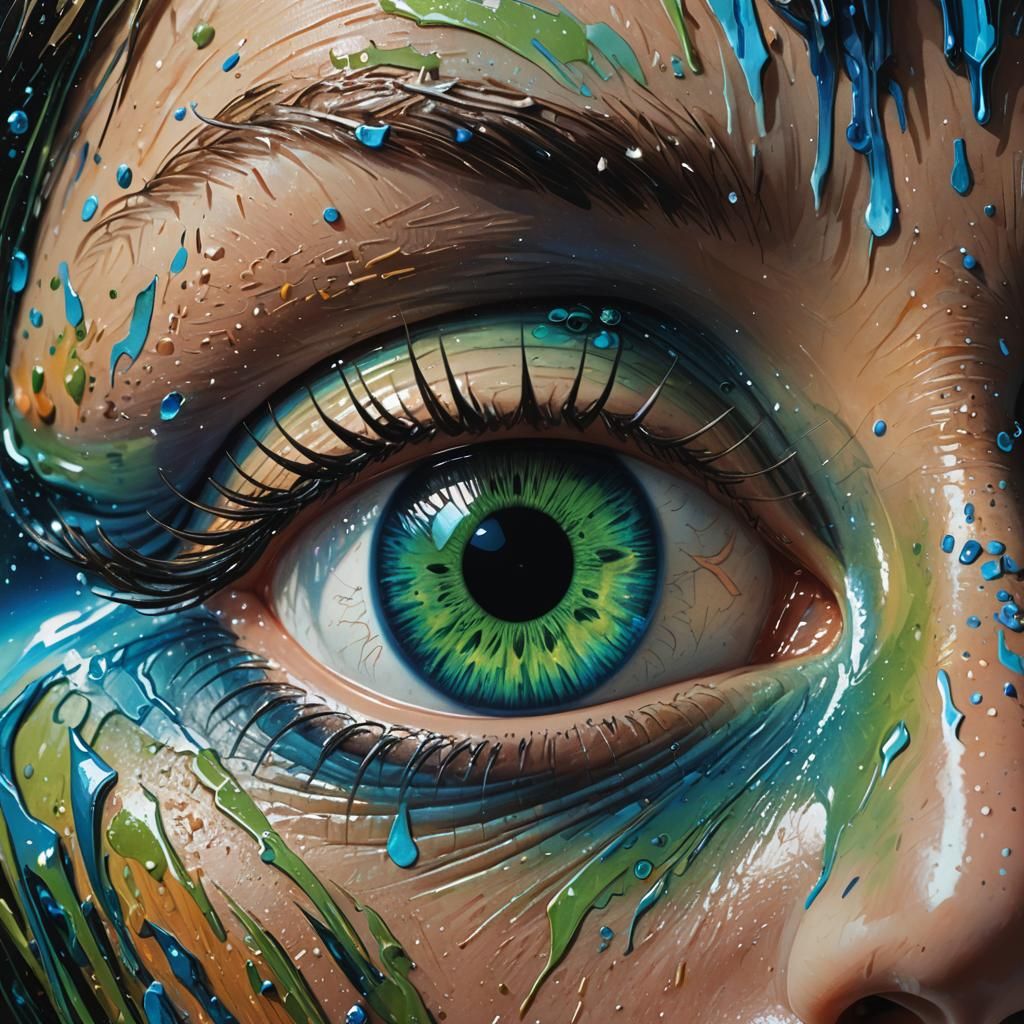 Planet Reflected in Extraterrestrial Eye, Hyperrealistic Dig...