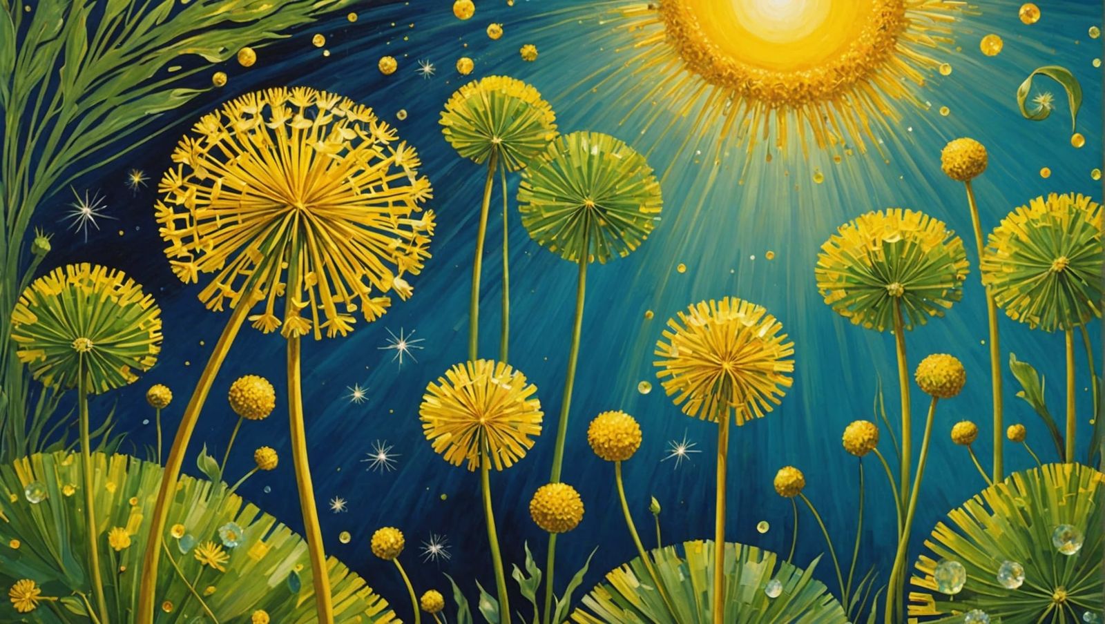 Dandelion Filigree with Gold, Crystal, and Galaxy