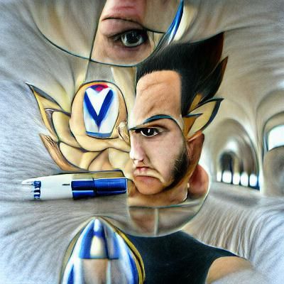 Hyperrealistic Vegeta Self-Portrait with Symmetrical Face