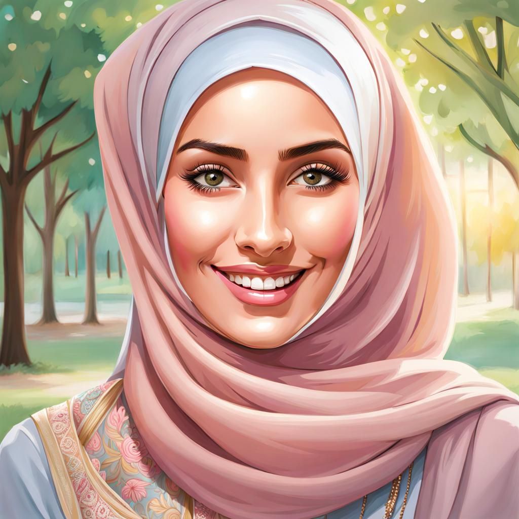 Beautiful Hijabi Girl Portrait in Pastel Colors