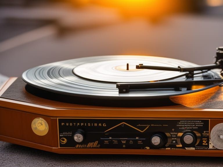 Vintage Record Player in Golden Hour Light