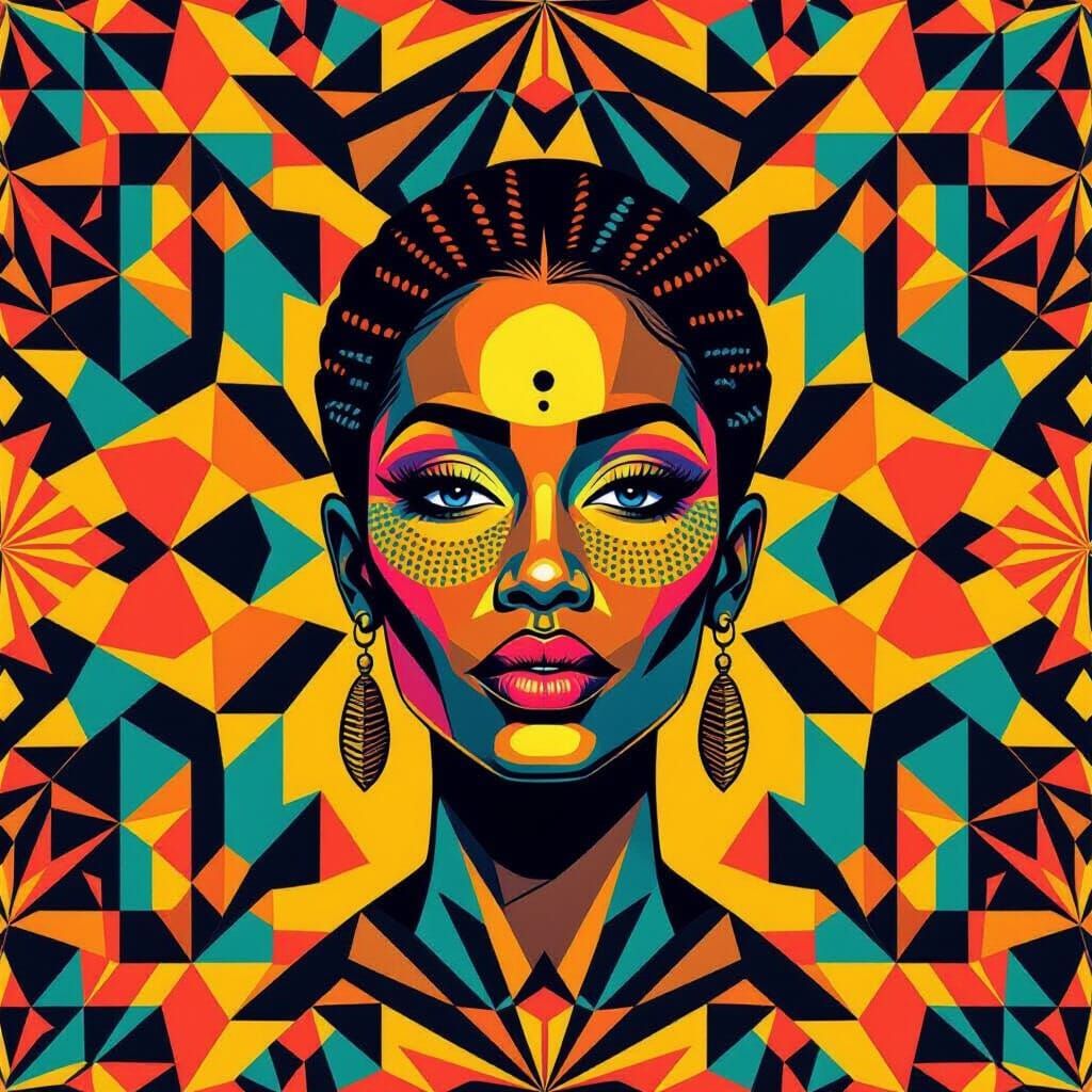 Vibrant African Pattern in Bauhaus Pop Art Style