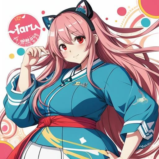 Curvy Anime Girl in Manga Style