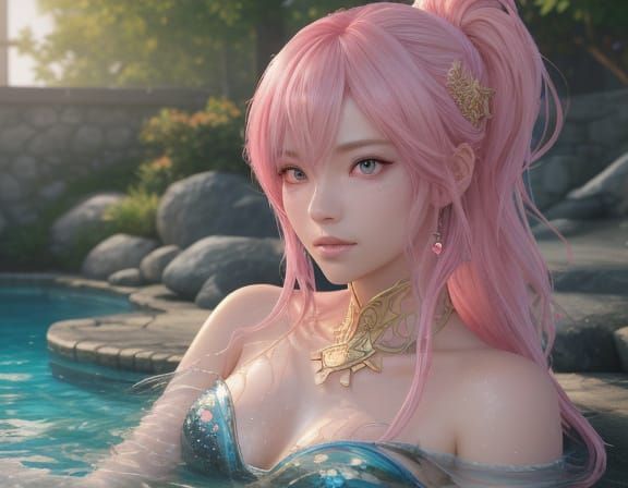 Breathtaking Mermaid in Pastel Hues, Inspired by Anime and V...