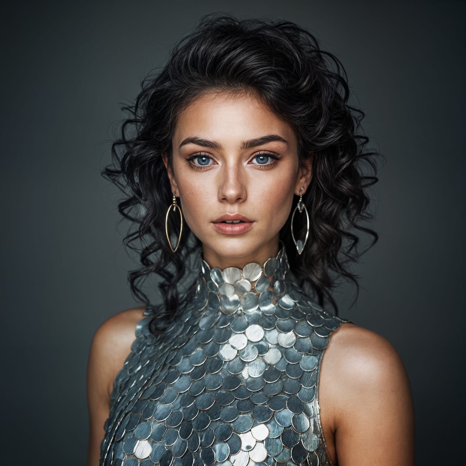 Hyperrealistic Metal Goddess with Intricate Hair