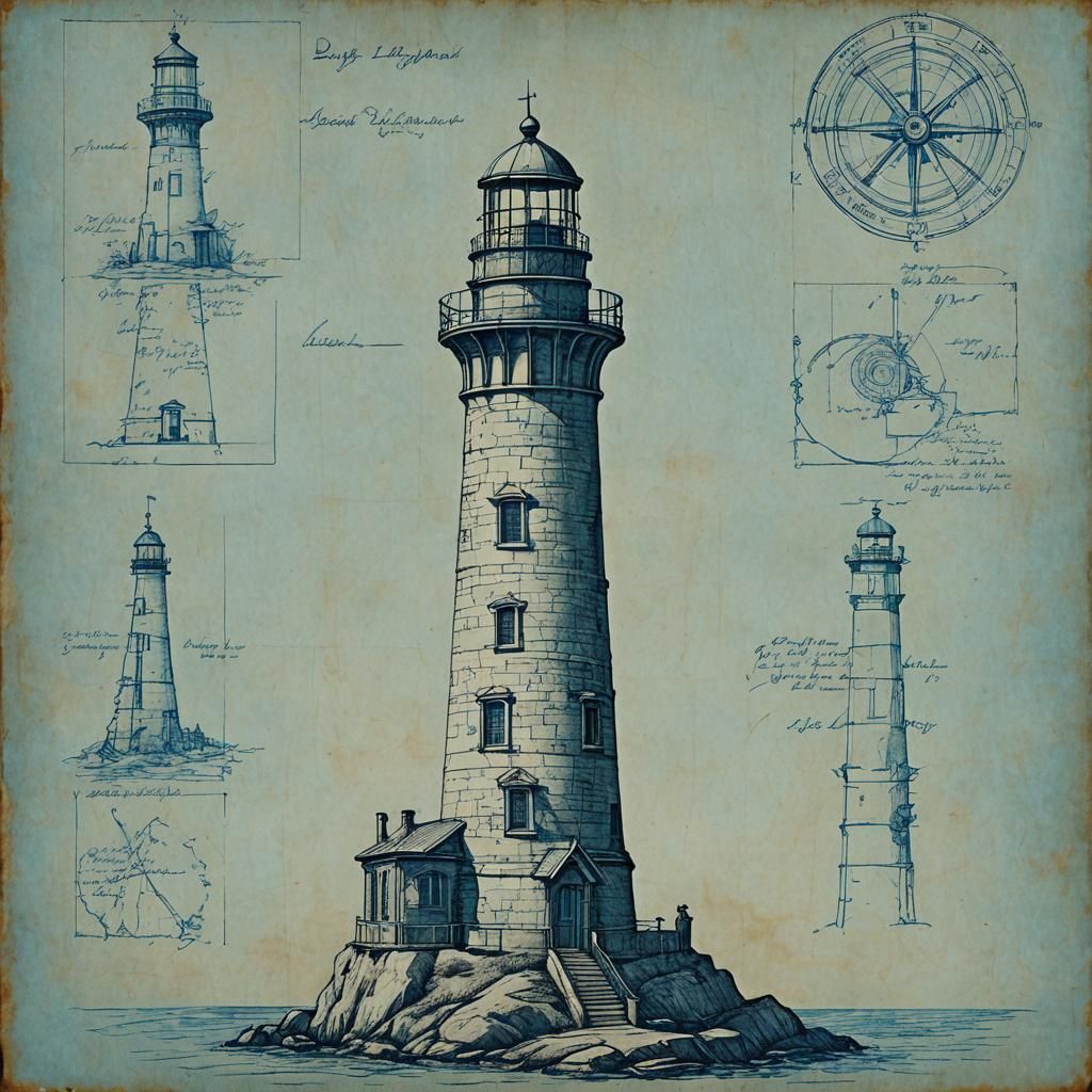 a lighthouse blue print