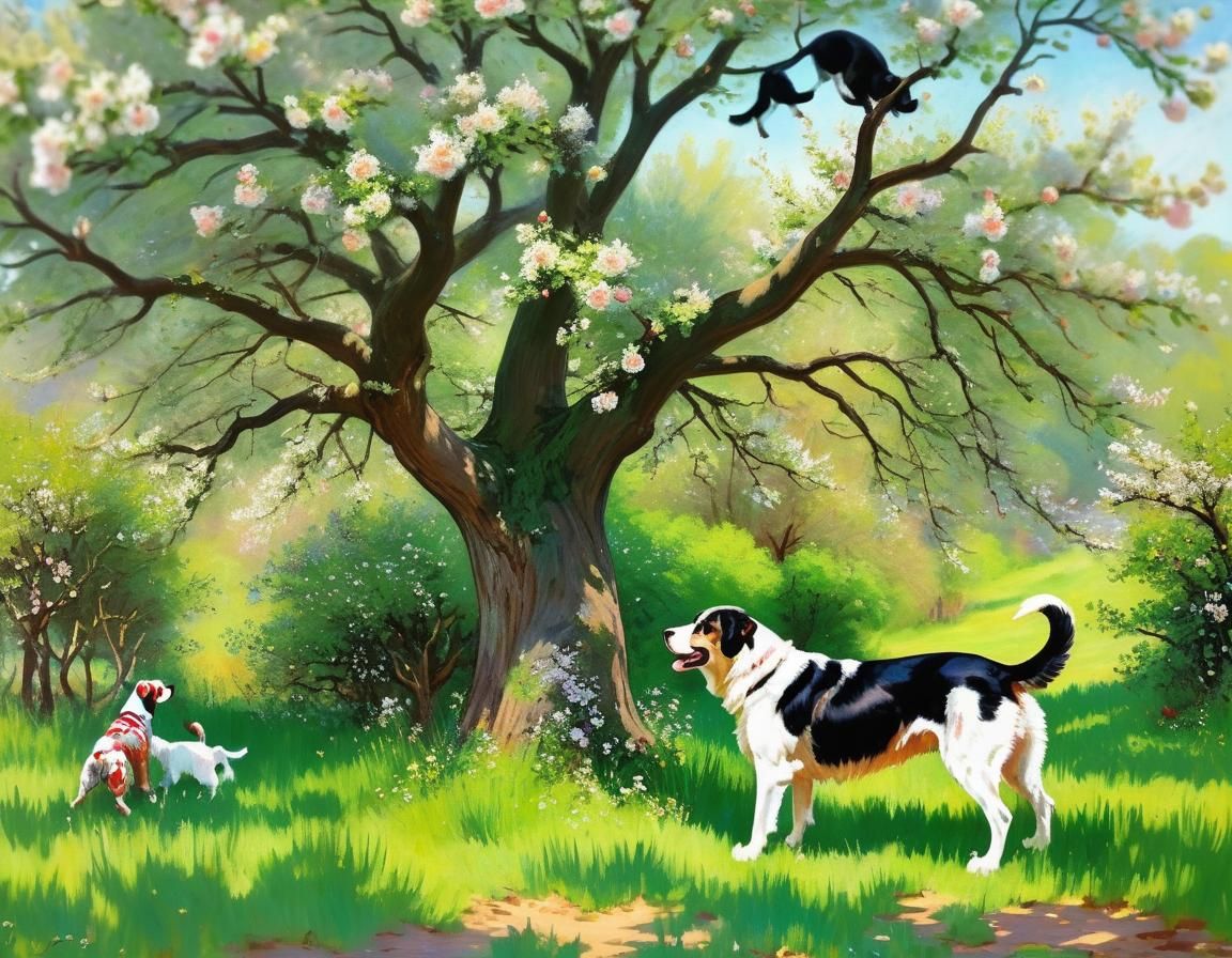 Boys in Apple Tree, Impressionistic Style