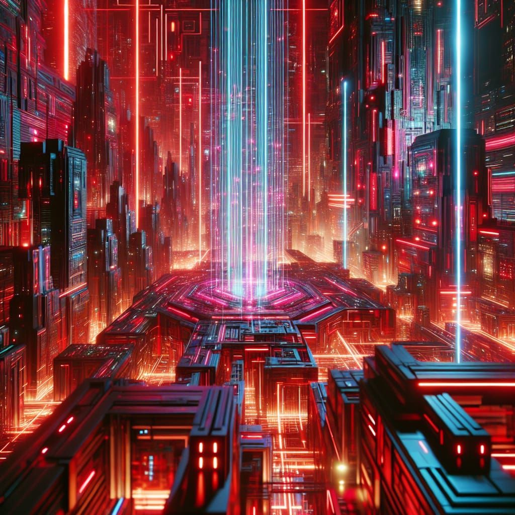 Futuristic Cyberpunk Cityscape with Neon Lights