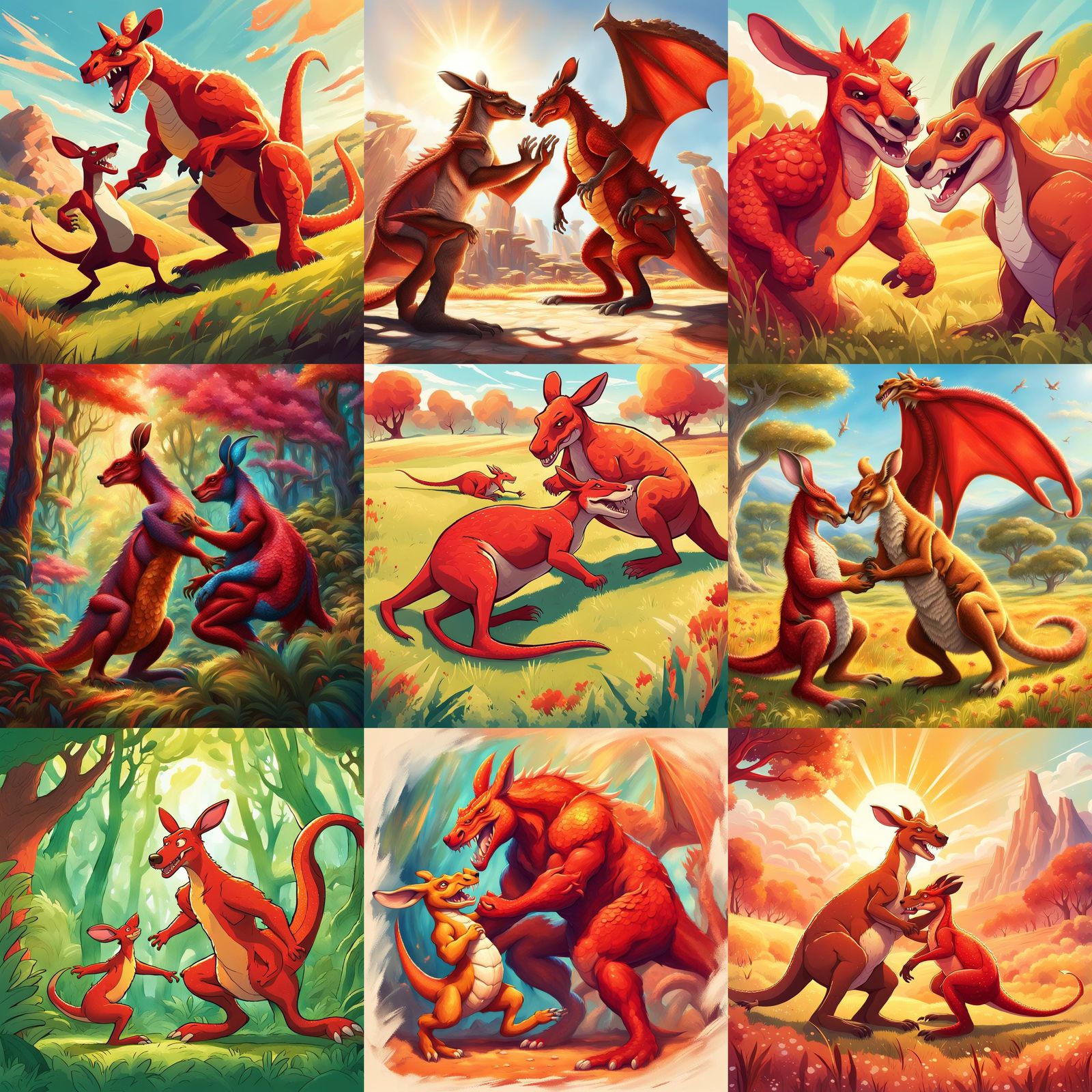 Kangaroo and Dragon Tickle Fight