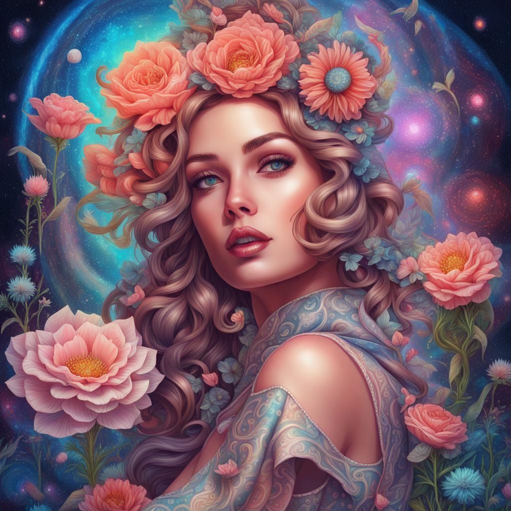 Alice in Wonderland Roselady: Ethereal Pin-Up Art