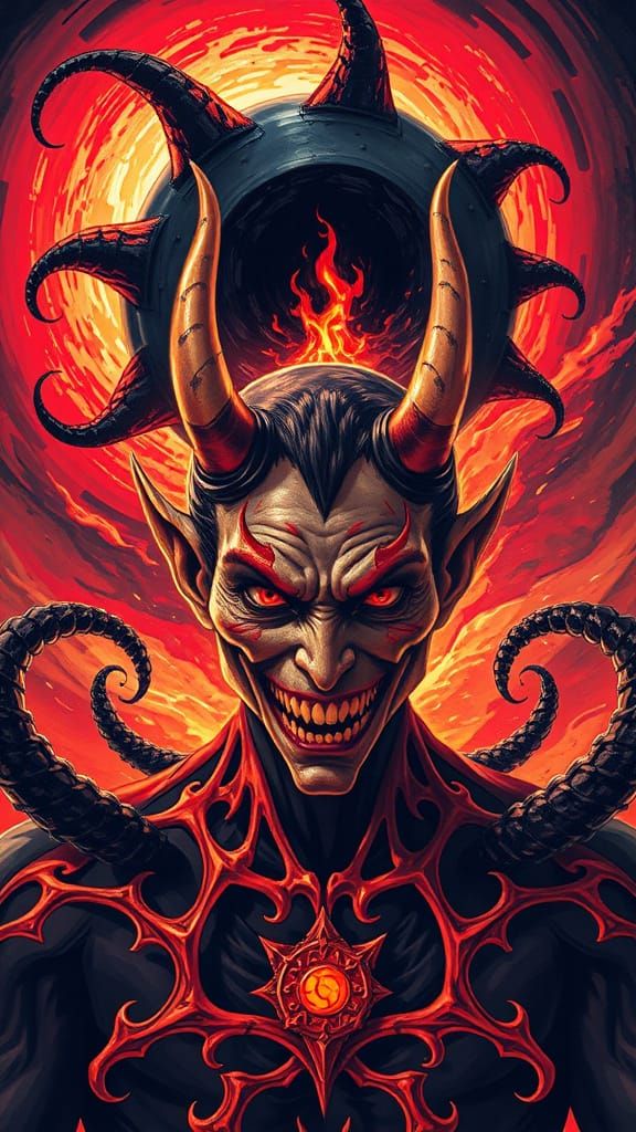 Evil Entity Unleashed in Vibrant Illustrative Style