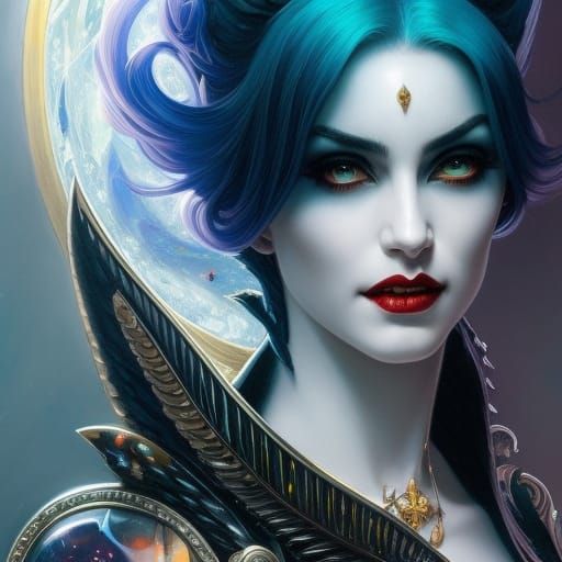 Tiefling Vampire Portrait with Shattered Glass Effects