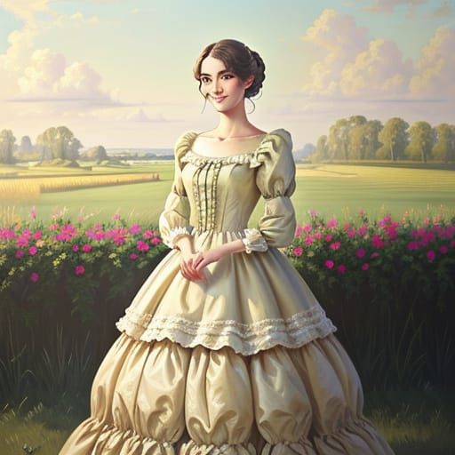 Regency Woman in Romantic Oil Painting
