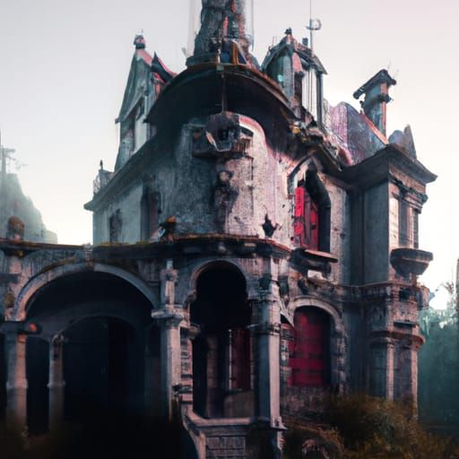 Futuristic Haunted Manor with 3D Rendering