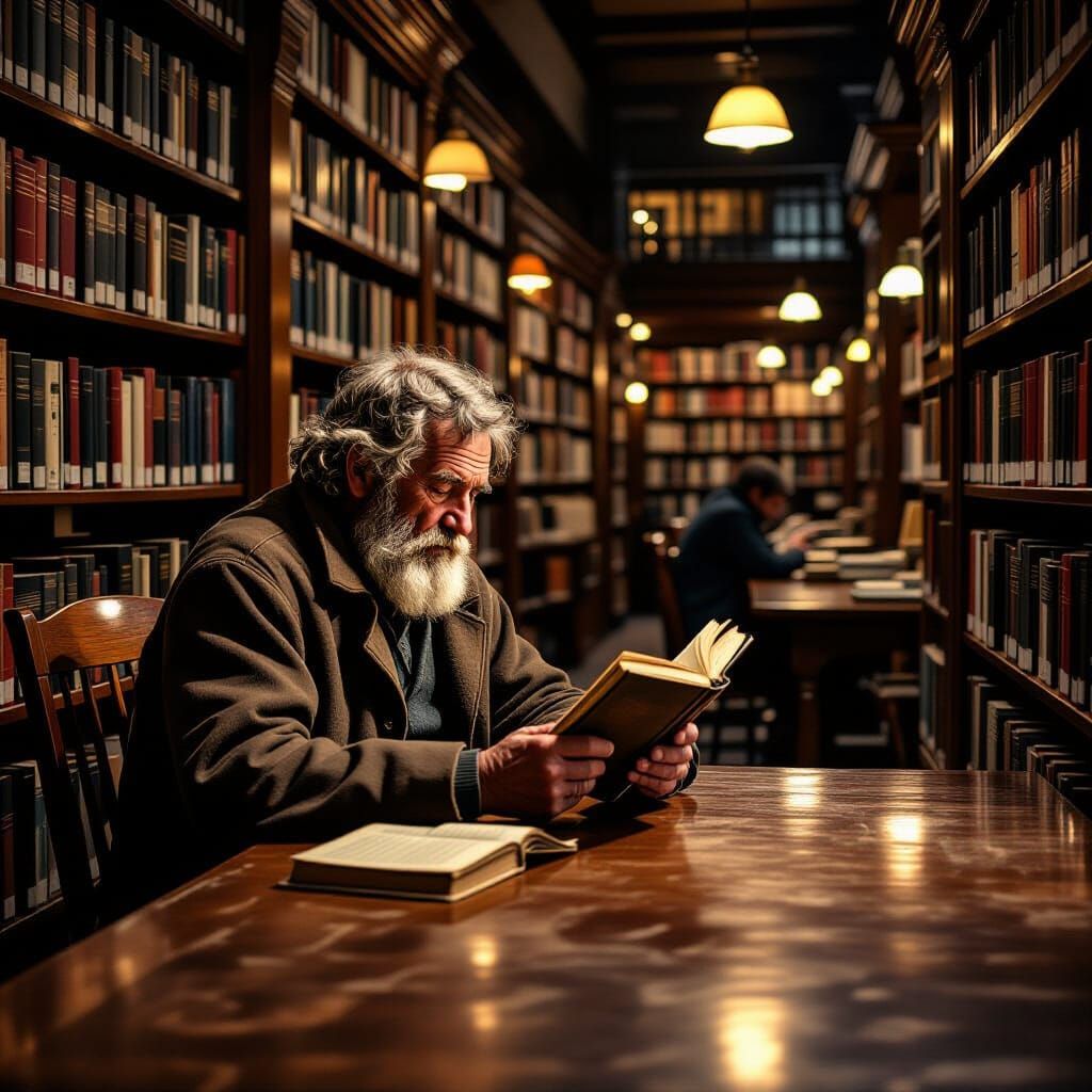 Homeless Man Finds Peace Reading in a Warm Library