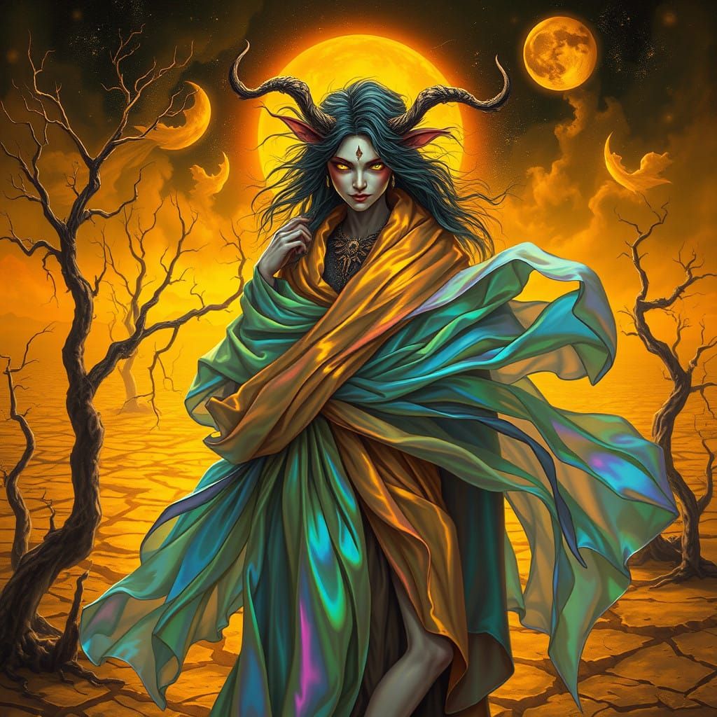 Ethereal Lord of Summer in Vibrant, Iridescent Attire