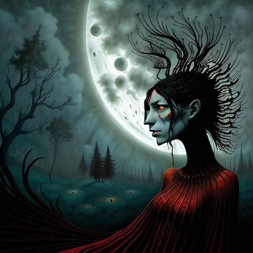 Vibrant Image of Despair and Sorrow in Surreal Style