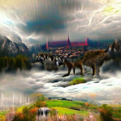 Epic Maximalist Digital Painting of a Dramatic Scene