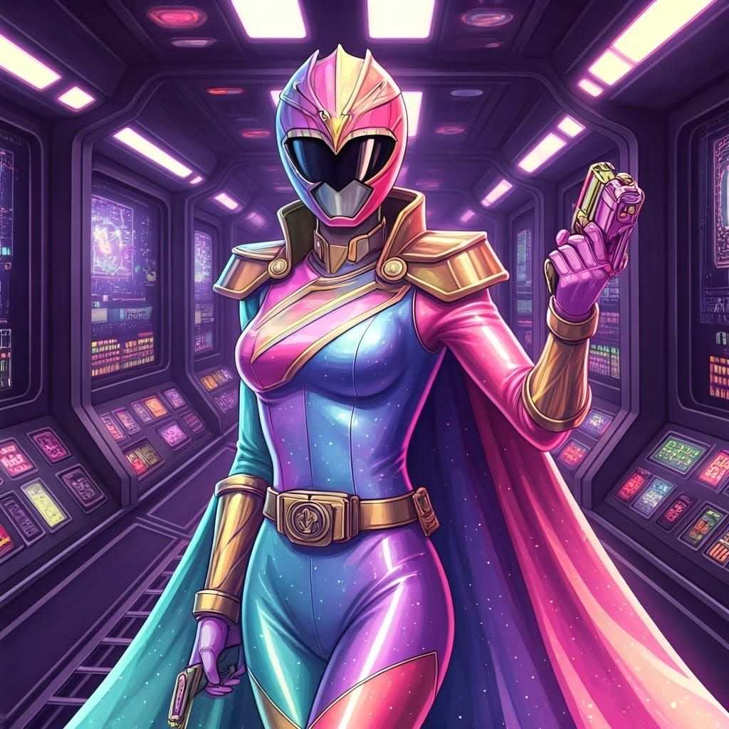 Vibrant Anime Heroine in Rainbow Opal Outfit