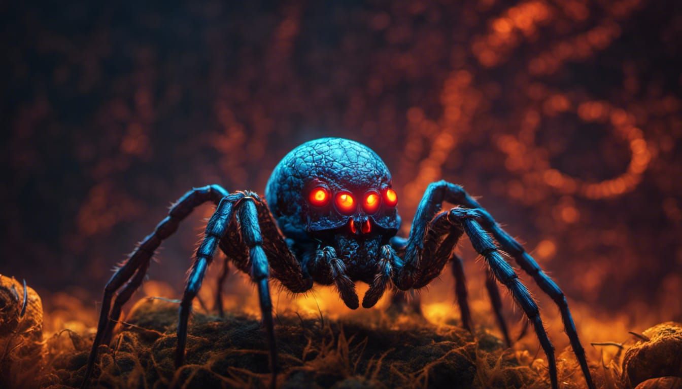 Giant Spider on Skull: Horror Art