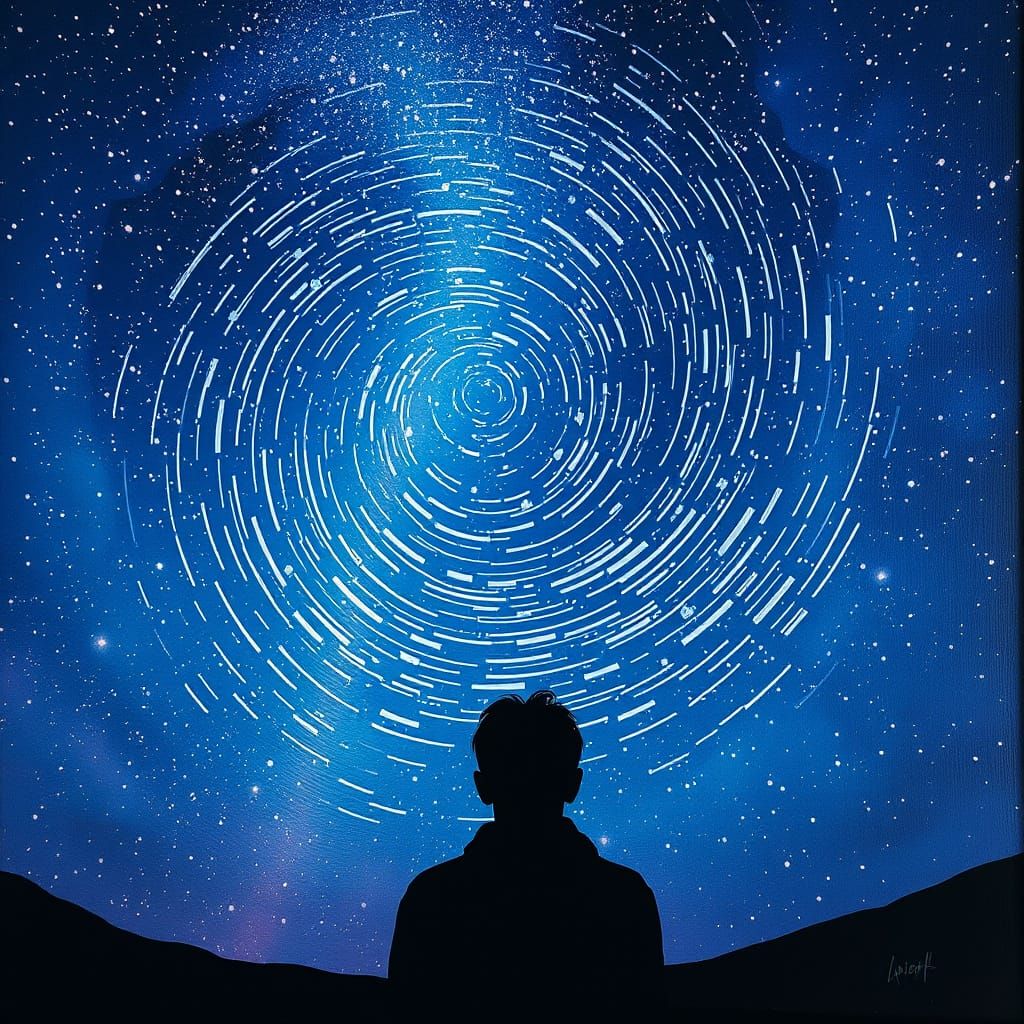 Starry Night Portal in Post-Impressionistic Style