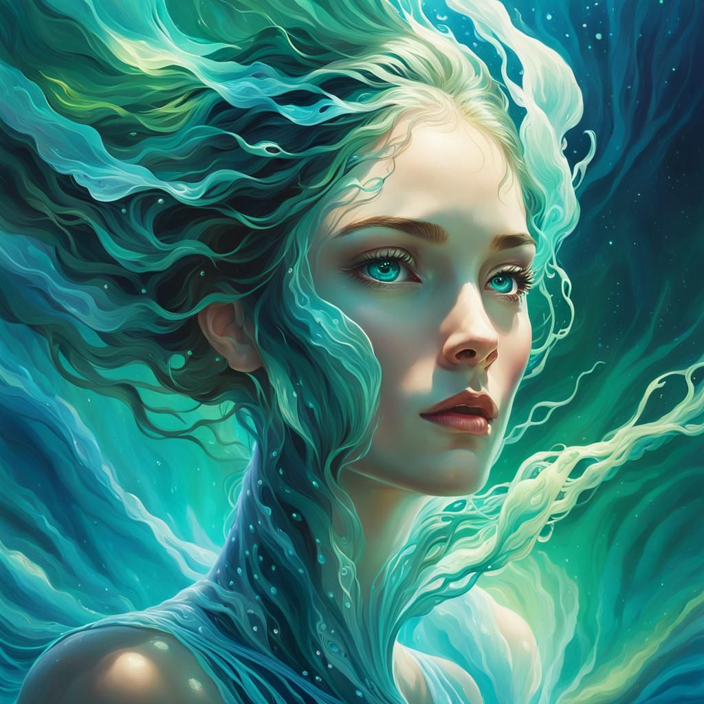 Magical Water Being Emerges from the Sea