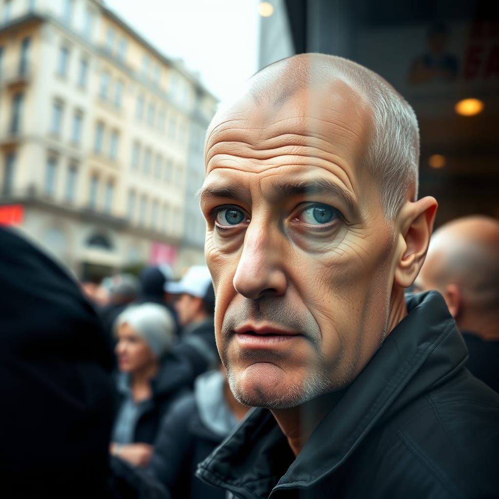 Man Reflects in City Storefront Window