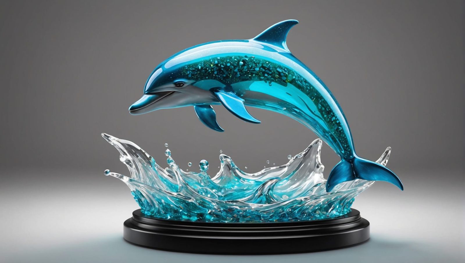 a dolphin sculpture, intricately designed from a delicate an...