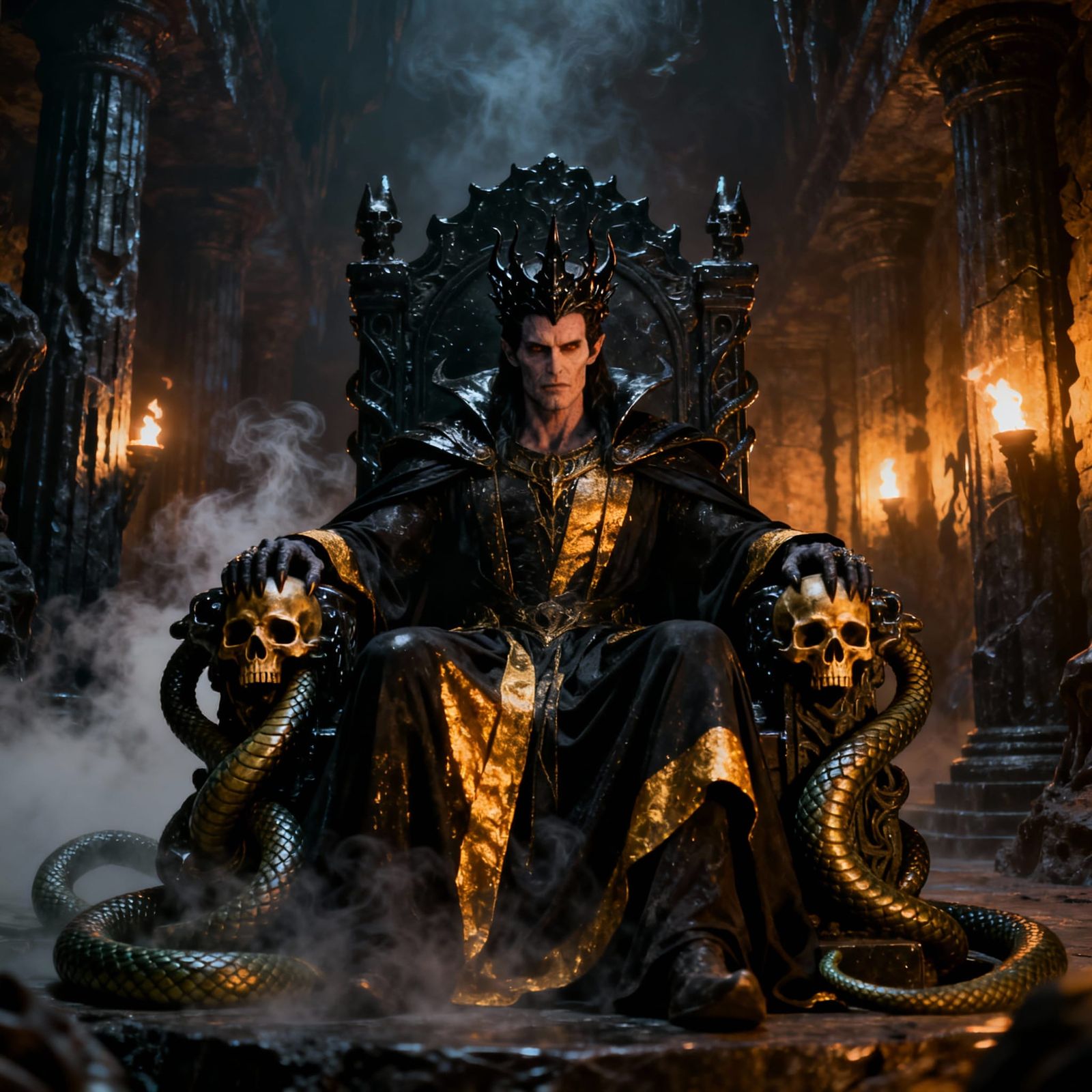 Hades Enthroned in Underworld Palace