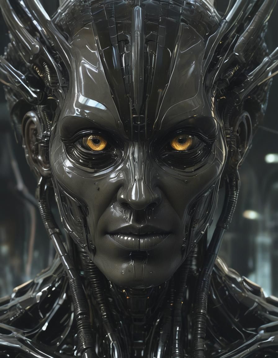 Sleek Biomechanical Humanoid Concept Art