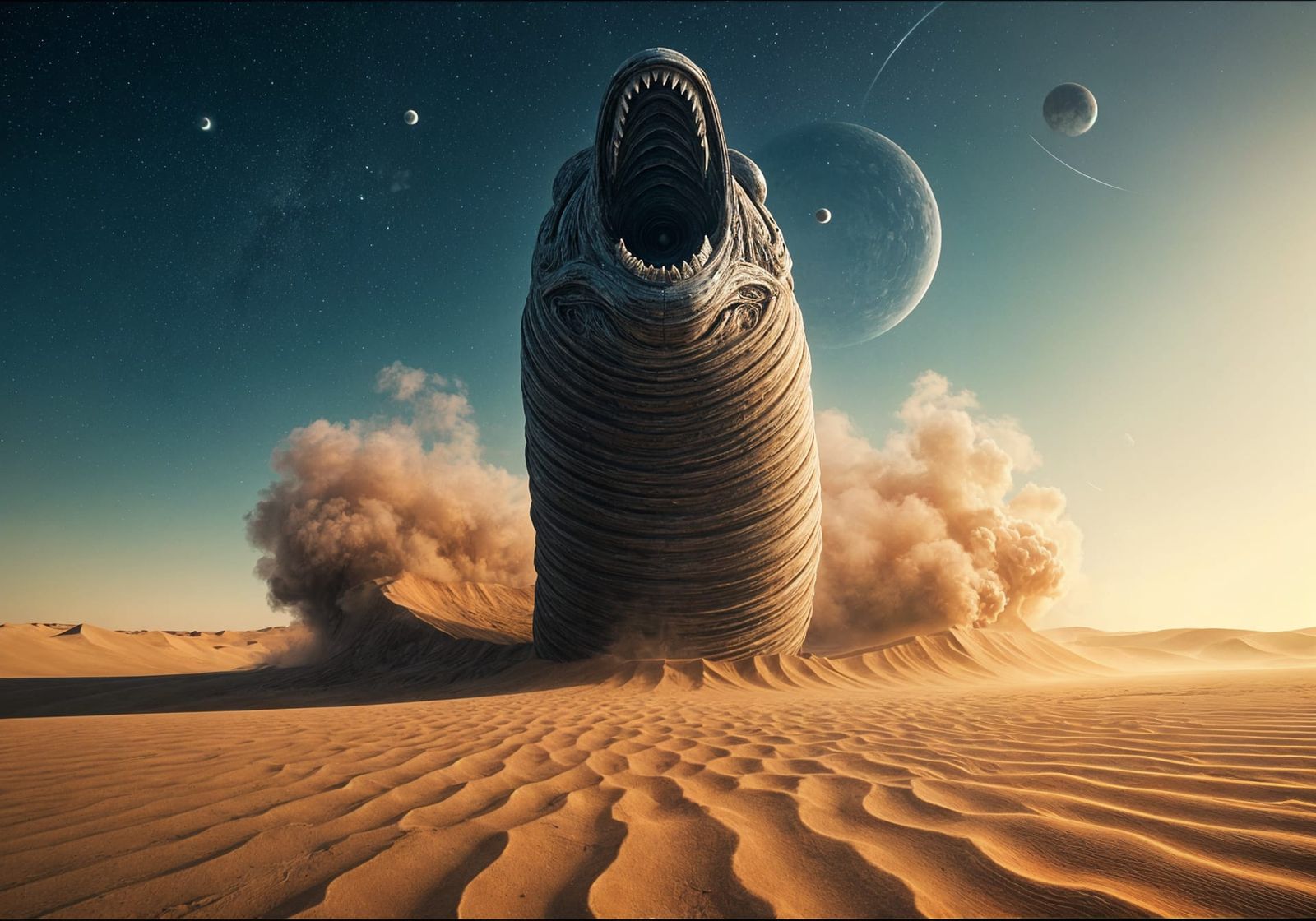 Gigantic Worm Emerges on Alien Planet