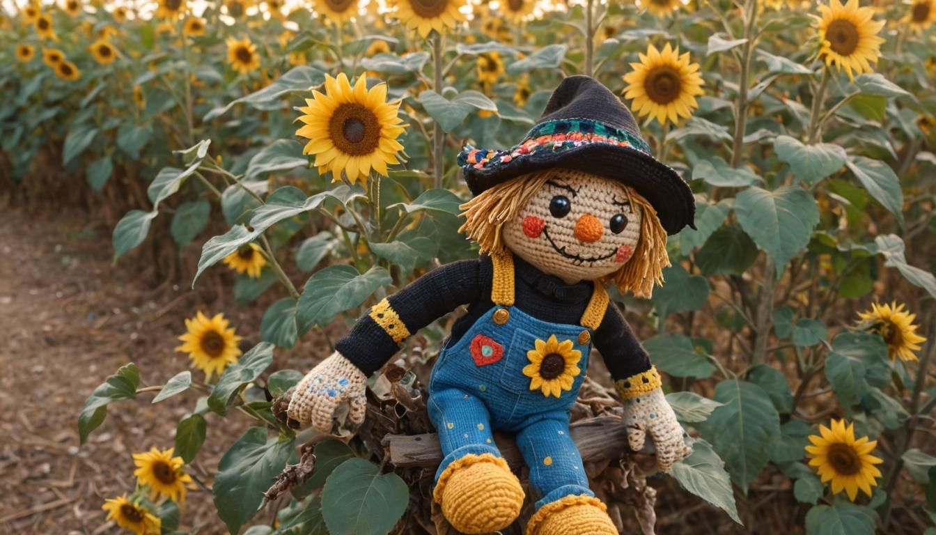 Cute Amigurumi Scarecrow Doll on Branch