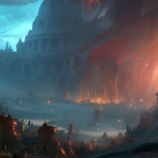 Anime Ancient Battle Arena in Detailed Matte Painting