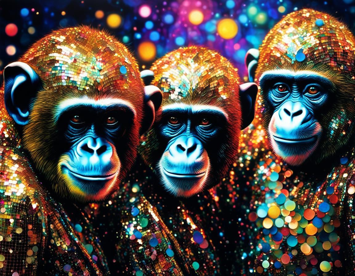 Hyperrealistic Monkeys Celebrate at a Disco
