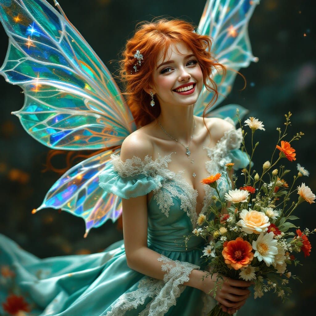 Enchanting Fairy in Vibrant HDR Oil Painting