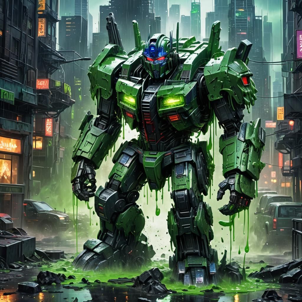 Optimus Prime Made of Slime Destroys City