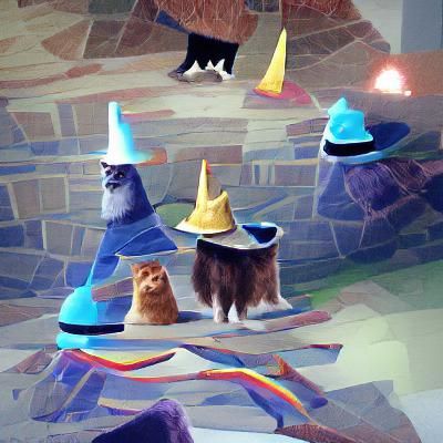 Cats Wearing Wizard Hats Cartoon