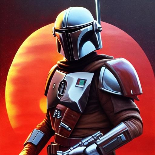 Mandalorian Portrait in Hyperrealistic Splash Art Style