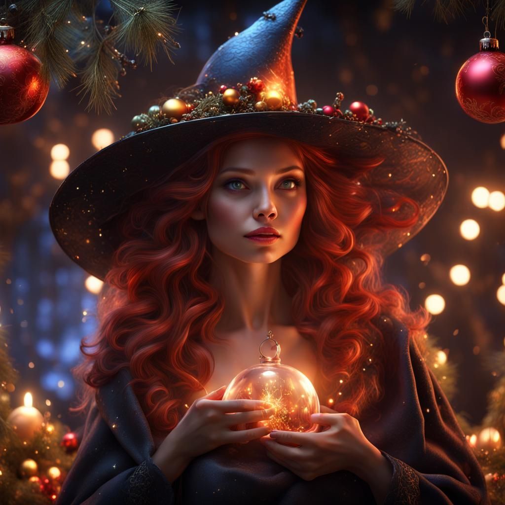 Christmas Witches Spreading Magic in Hyper-Realistic Style
